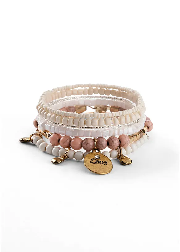 Armband mit Anhängern 6er-Pack in beige von vorne - bonprix