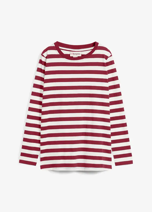 Streifenshirt aus reiner Bio-Baumwolle in rot von vorne - bonprix Streifenshirt aus reiner Bio-Baumwolle in rot von vorne - bonprix