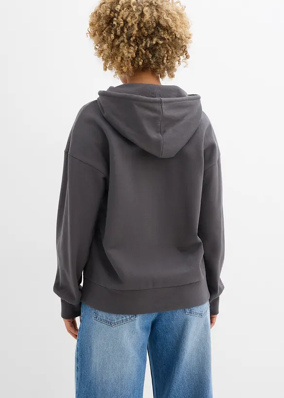 Kapuzensweatshirt aus reiner Baumwolle in grau von hinten (im Anschnitt) - bonprix Kapuzensweatshirt aus reiner Baumwolle in grau von hinten (im Anschnitt) - bonprix