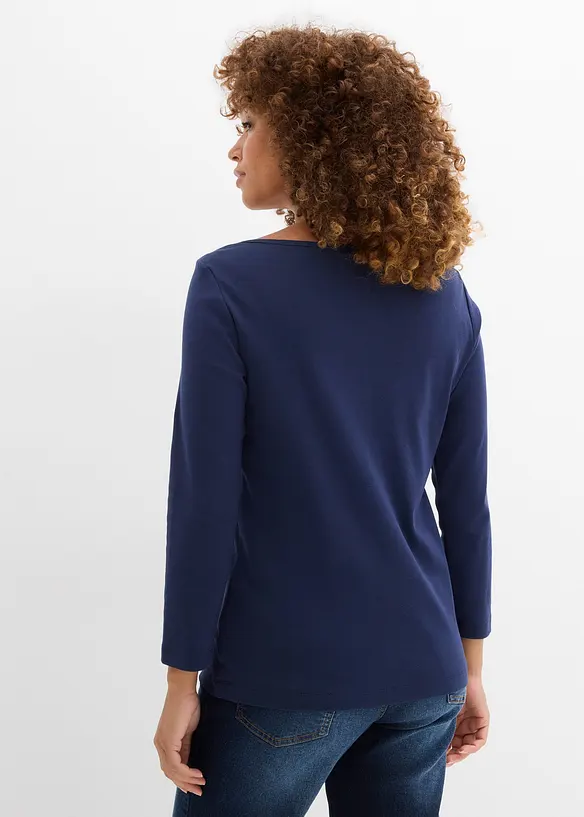 Shirt aus reiner Bio-Baumwolle in blau von hinten (im Anschnitt) - bonprix