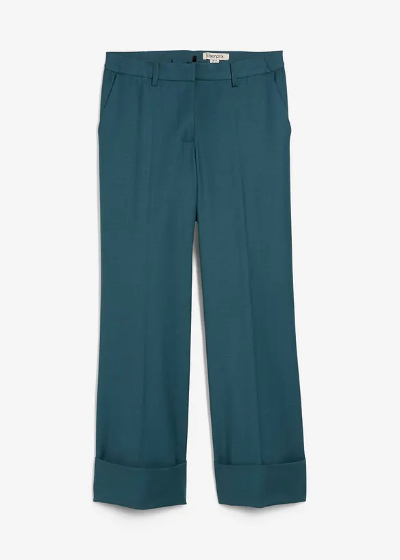 Flared Hose mit Wollanteil in petrol von vorne - bonprix