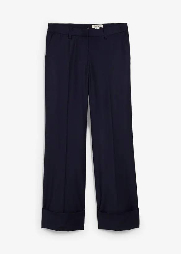 Flared Hose mit Wollanteil in blau von vorne - bonprix