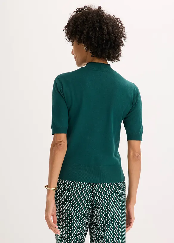 Feinstrickpullover aus softem Viskose-Mix in grün von hinten (im Anschnitt) - bonprix