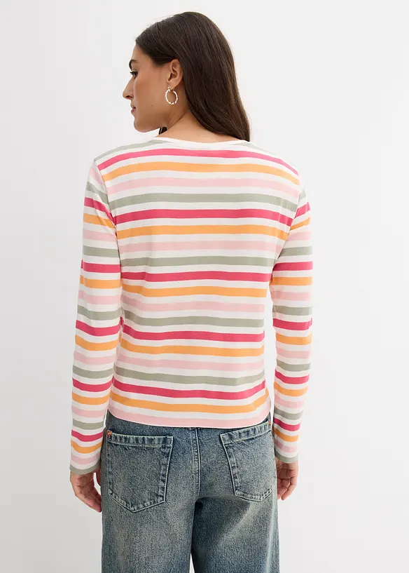 Langarmshirt aus reiner Baumwolle in pink von hinten (im Anschnitt) - bonprix