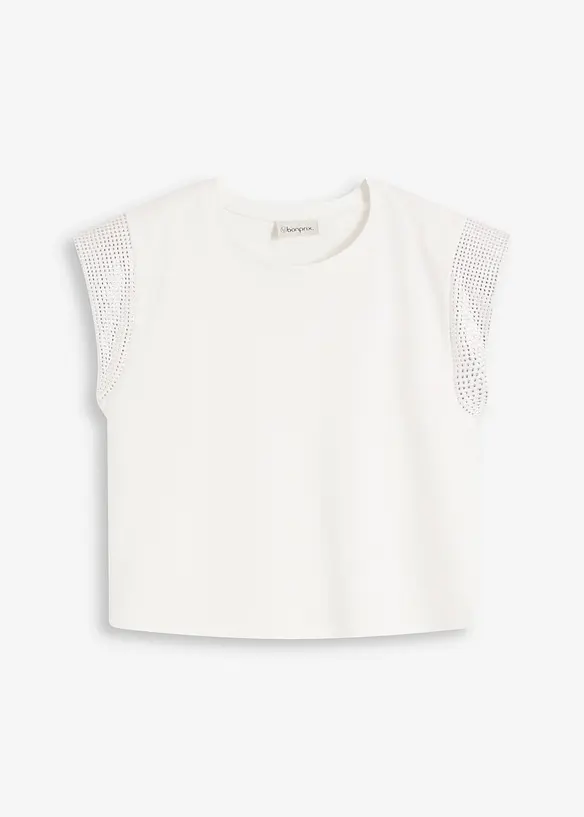 Shirt mit Schulterpolstern in weiß von vorne - bonprix