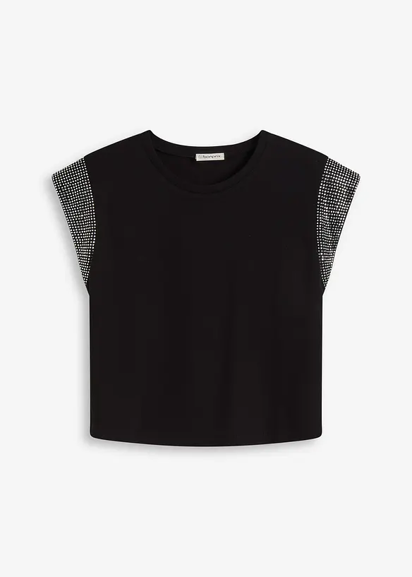Shirt mit Schulterpolstern in schwarz von vorne - bonprix