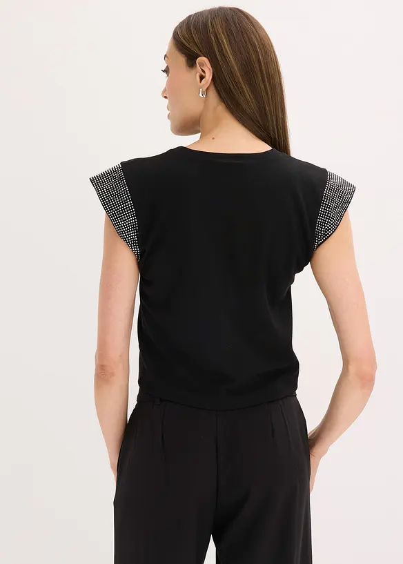 Shirt mit Schulterpolstern in schwarz von hinten (im Anschnitt) - bonprix