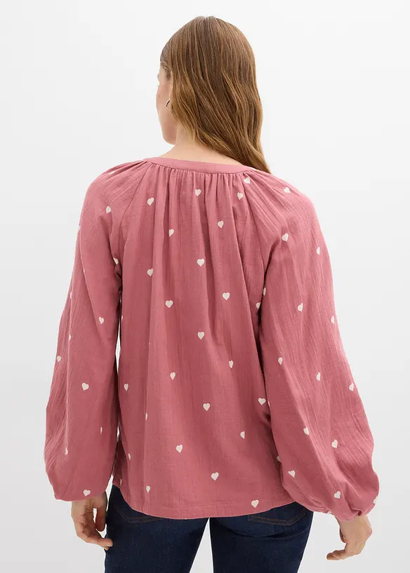 Musselin-Tunikabluse aus reiner Baumwolle in lila von hinten (im Anschnitt) - bonprix Musselin-Tunikabluse aus reiner Baumwolle in lila von hinten (im Anschnitt) - bonprix