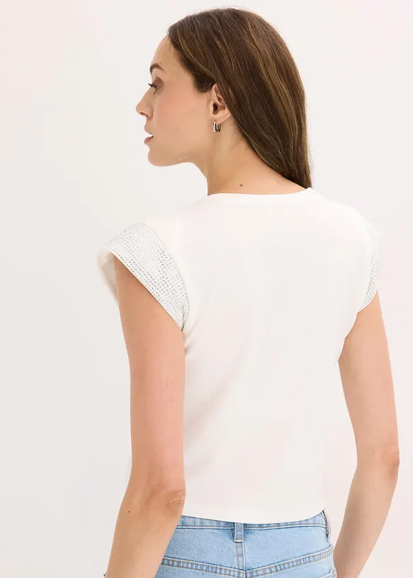 Shirt mit Schulterpolstern in weiß von hinten (im Anschnitt) - bonprix