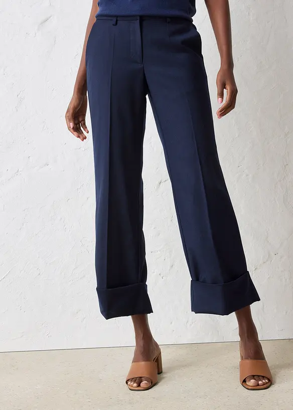 Flared Hose mit Wollanteil in blau von vorne - bonprix