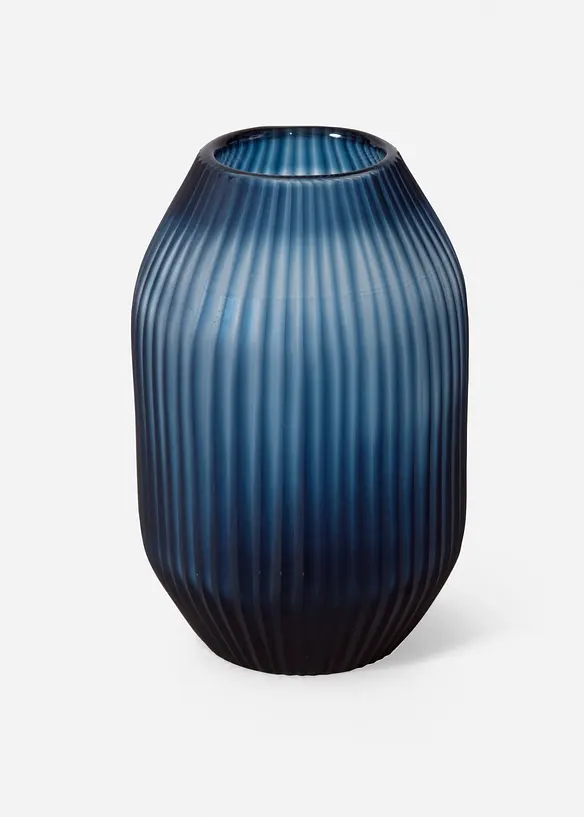 Formschöne Glasvase mit geriffeltem Design - blau