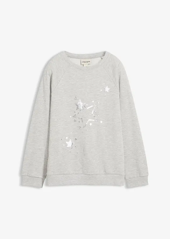 Sweatshirt aus reiner Baumwolle in grau von vorne - bonprix