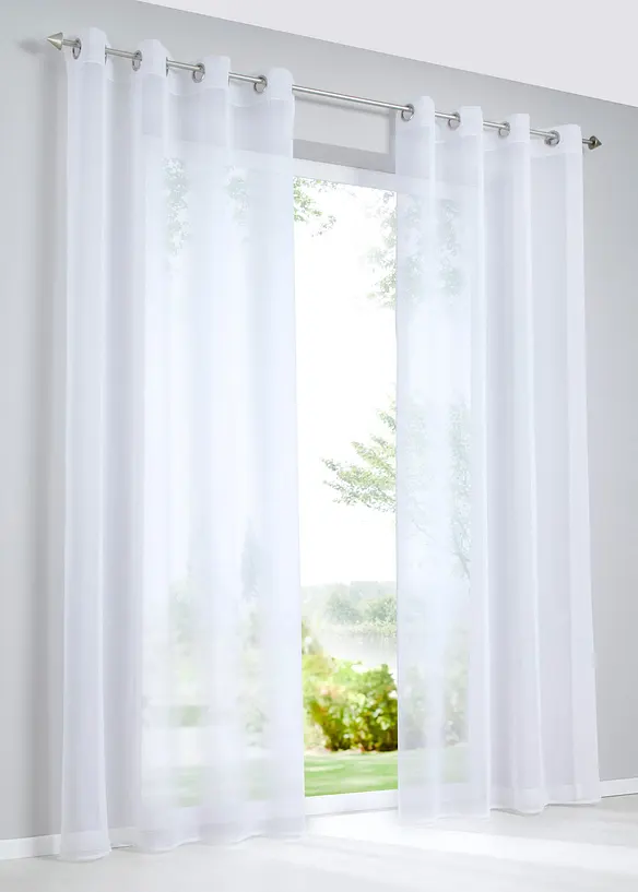Gardine aus feiner Batist Struktur (1er Pack) in weiß - bonprix