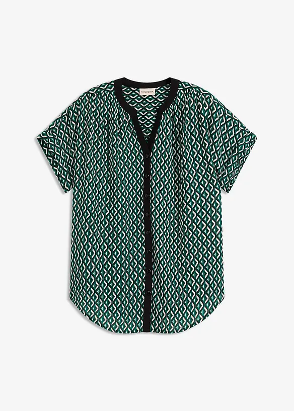 Oversize-Bluse aus fließendem Chiffon in grün von vorne - bonprix Oversize-Bluse aus fließendem Chiffon in grün von vorne - bonprix