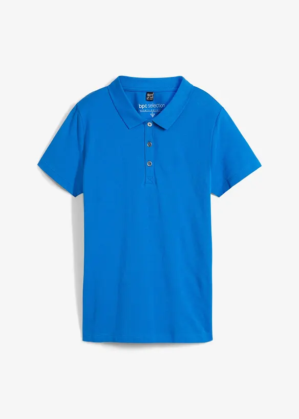 Poloshirt aus reiner Bio-Baumwolle in blau von vorne - bonprix