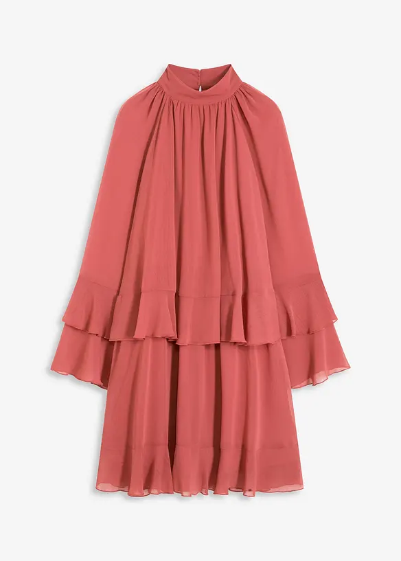 Chiffonkleid mit Volants in rot von vorne - bonprix Chiffonkleid mit Volants in rot von vorne - bonprix