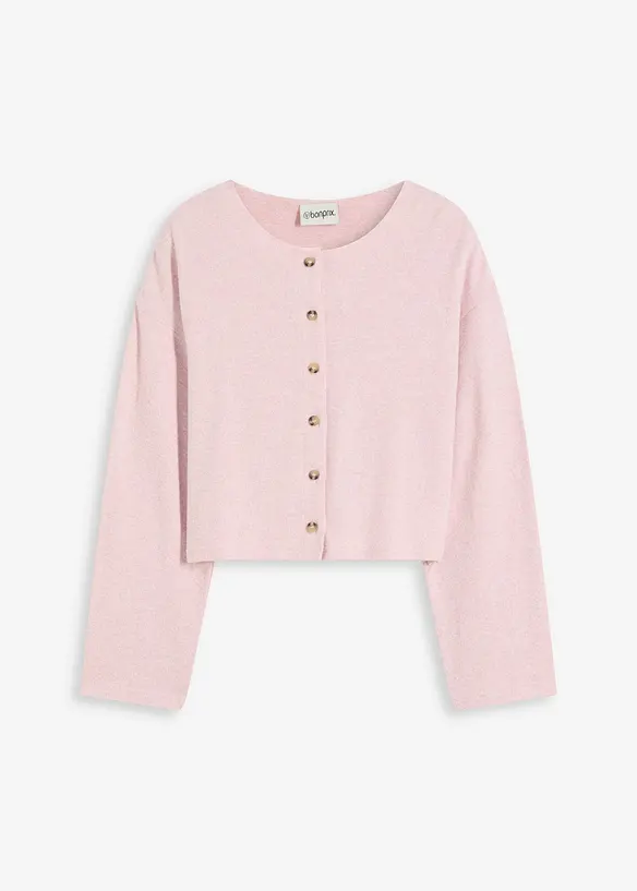 Gerippte Feinstrickjacke in rosa von vorne - bonprix Gerippte Feinstrickjacke in rosa von vorne - bonprix