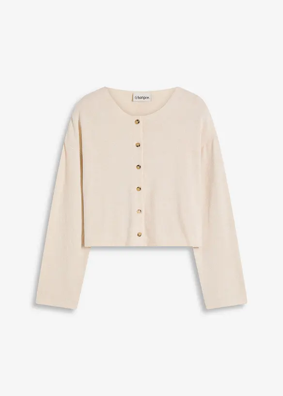 Gerippte Feinstrickjacke in beige von vorne - bonprix Gerippte Feinstrickjacke in beige von vorne - bonprix
