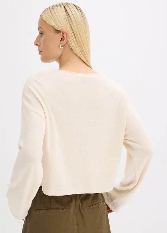 Gerippte Feinstrickjacke in beige von hinten (im Anschnitt) - bonprix Gerippte Feinstrickjacke in beige von hinten (im Anschnitt) - bonprix
