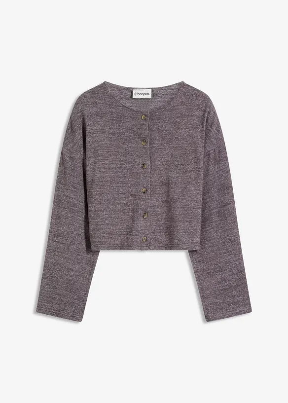 Gerippte Feinstrickjacke in grau von vorne - bonprix Gerippte Feinstrickjacke in grau von vorne - bonprix