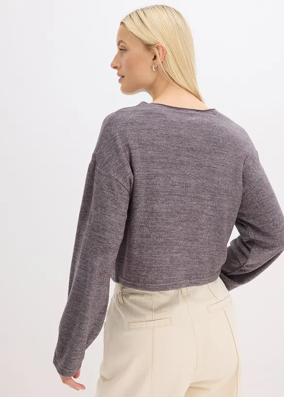 Gerippte Feinstrickjacke in grau von hinten (im Anschnitt) - bonprix Gerippte Feinstrickjacke in grau von hinten (im Anschnitt) - bonprix