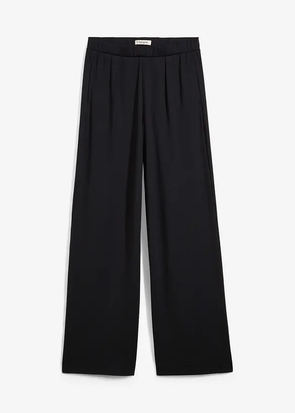 Palazzo-Hose aus bequemen Punto di Roma in schwarz von vorne - bonprix