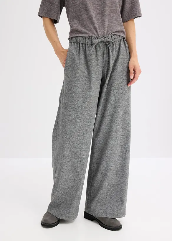 Palazzo-Hose in Wolloptik aus Viskose-Mix in grau von vorne - bonprix