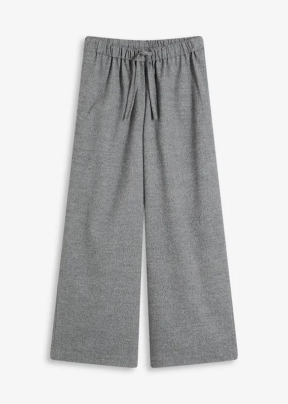 Palazzo-Hose in Wolloptik aus Viskose-Mix in grau von vorne - bonprix