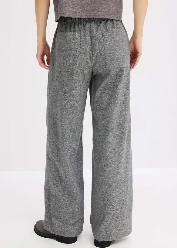 Palazzo-Hose in Wolloptik aus Viskose-Mix in grau von hinten - bonprix