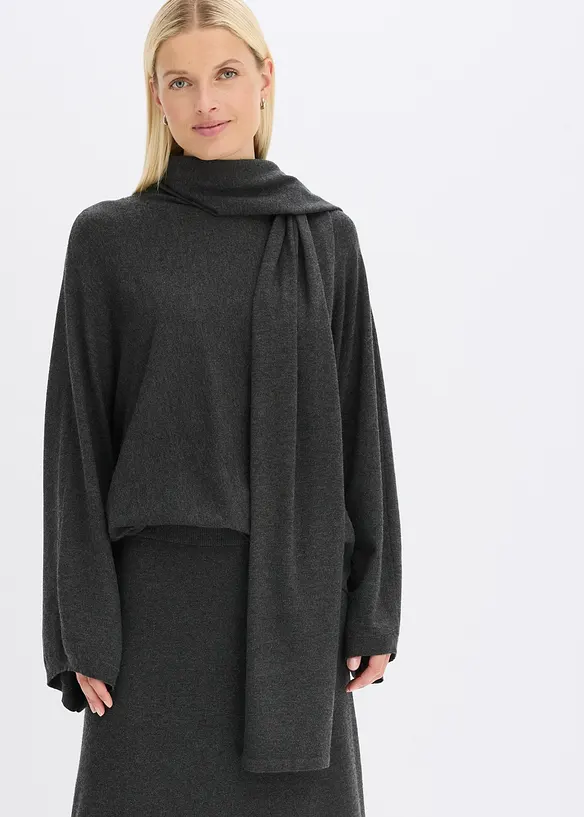 Feinstrickpullover aus softem Viskose-Mix in grau von vorne (im Anschnitt) - bonprix Feinstrickpullover aus softem Viskose-Mix in grau von vorne (im Anschnitt) - bonprix
