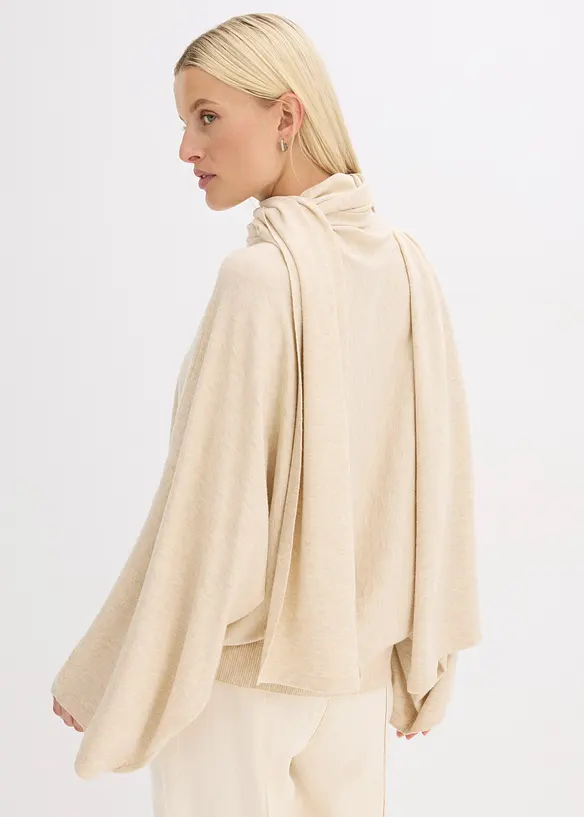 Feinstrickpullover aus softem Viskose-Mix in beige von hinten (im Anschnitt) - bonprix Feinstrickpullover aus softem Viskose-Mix in beige von hinten (im Anschnitt) - bonprix