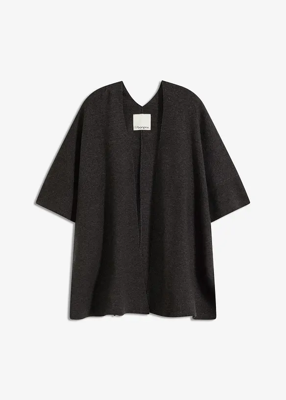 Oversize Strick-Cape in grau von vorne - bonprix