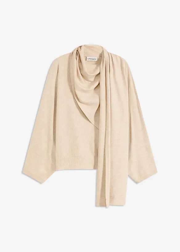 Feinstrickpullover aus softem Viskose-Mix in beige von vorne - bonprix Feinstrickpullover aus softem Viskose-Mix in beige von vorne - bonprix