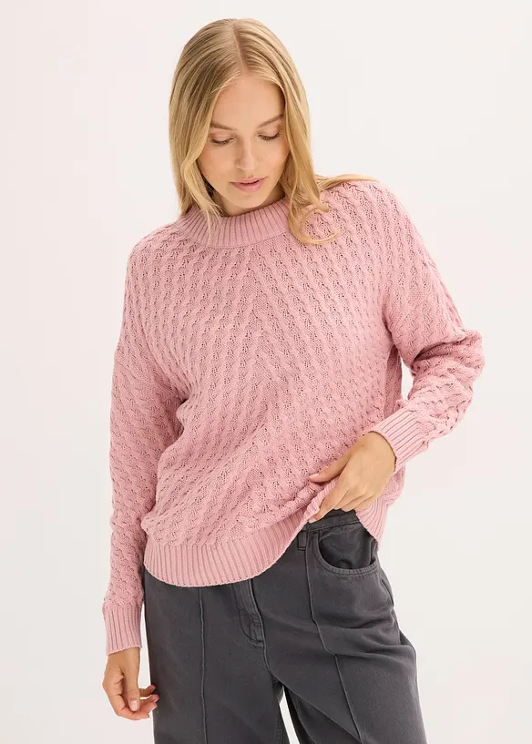Boxy-Pullover in rosa von vorne (im Anschnitt) - bonprix Boxy-Pullover in rosa von vorne (im Anschnitt) - bonprix