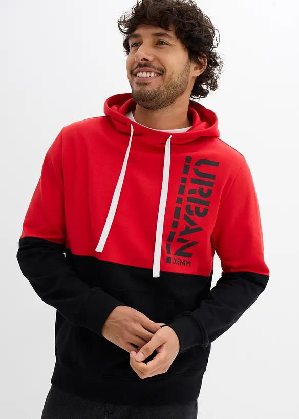 Hoodie aus reiner Bio-Baumwolle in schwarz von vorne (im Anschnitt) - bonprix