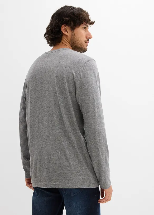 Langarmshirt aus reiner Bio-Baumwolle (2er Pack) in blau von hinten (im Anschnitt) - bonprix