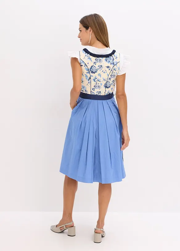 Dirndl mit Schürze (2-tlg.Set) in blau von hinten (Totalaufnahme) - bonprix