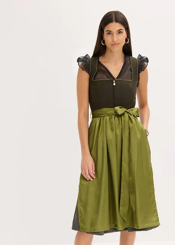 Dirndl und Schürze (2-tlg.Set) in grün von vorne (Totalaufnahme) - bonprix Dirndl und Schürze (2-tlg.Set) in grün von vorne (Totalaufnahme) - bonprix