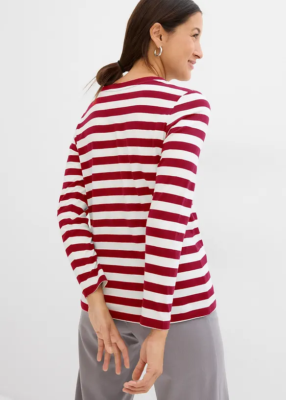 Streifenshirt aus reiner Bio-Baumwolle in rot von hinten (im Anschnitt) - bonprix Streifenshirt aus reiner Bio-Baumwolle in rot von hinten (im Anschnitt) - bonprix