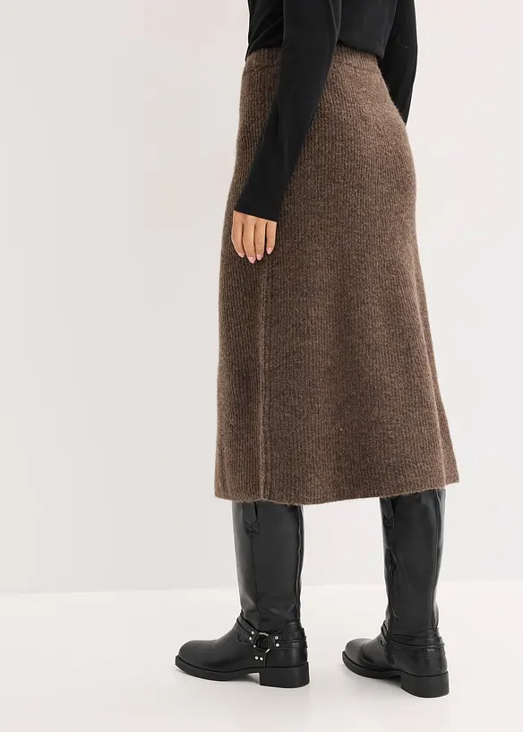 Midi-Strickrock in braun von hinten - bonprix