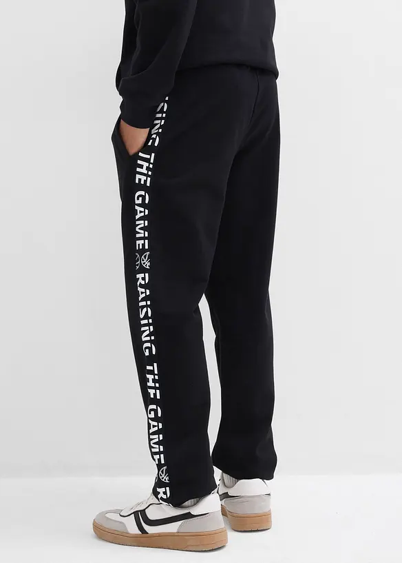 Jogginghose aus reiner Bio-Baumwolle in schwarz von hinten - bonprix