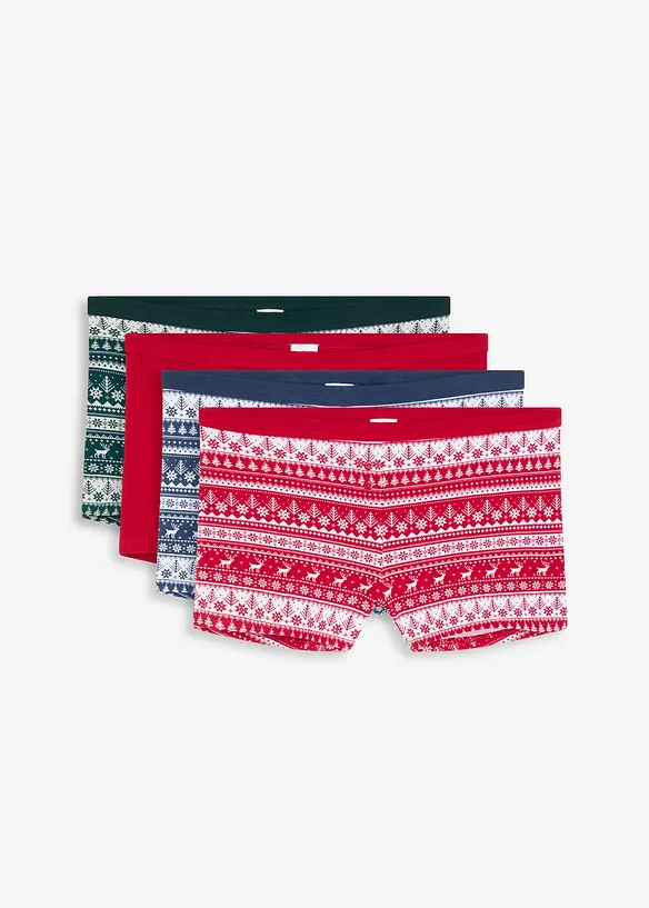 Damen Boxer mit Bio-Baumwolle (4er Pack) in rot von vorne - bonprix