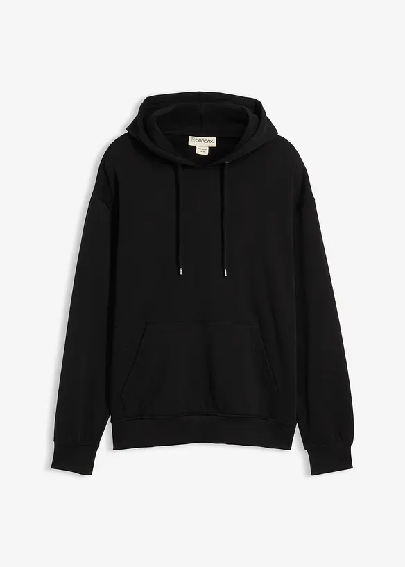 Hoodie aus reiner Bio-Baumwolle in schwarz von vorne - bonprix