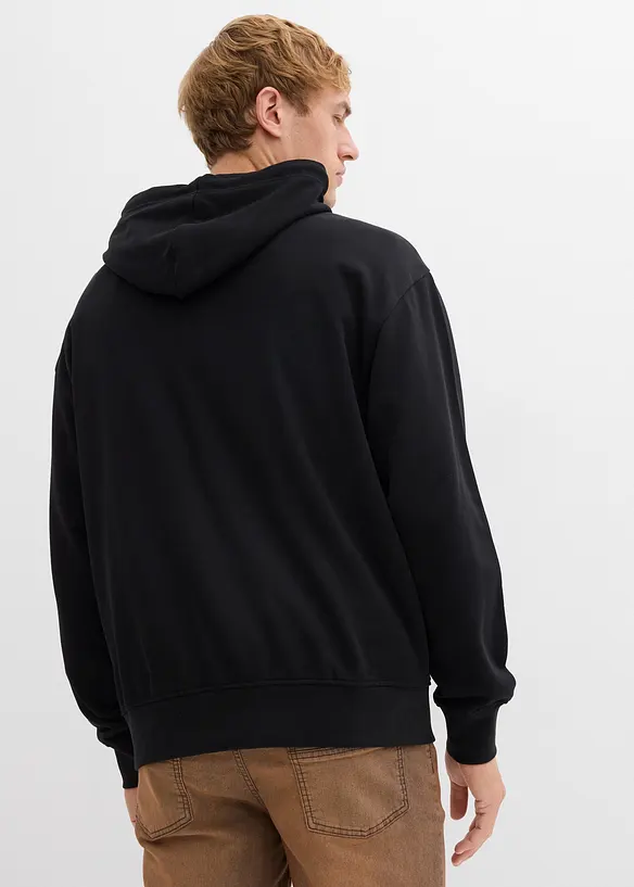 Hoodie aus reiner Bio-Baumwolle in schwarz von hinten (im Anschnitt) - bonprix
