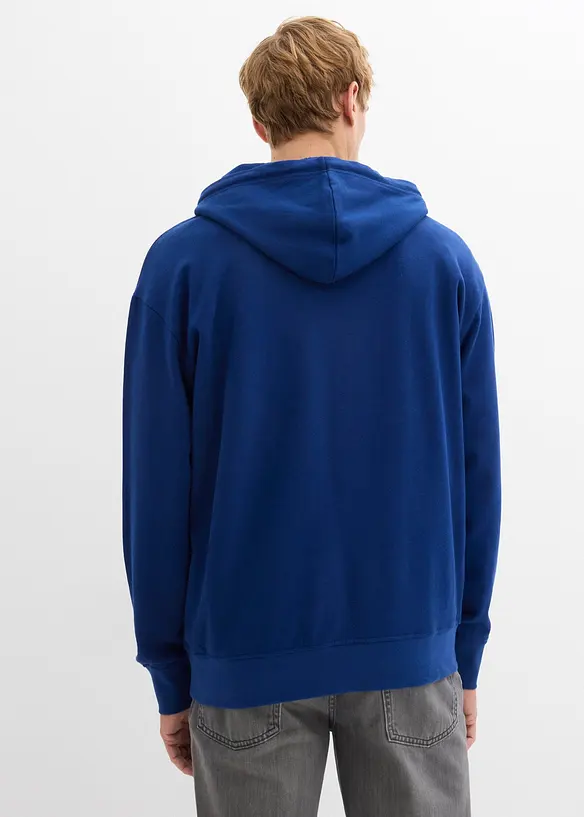 Hoodie aus reiner Bio-Baumwolle in blau von hinten (im Anschnitt) - bonprix