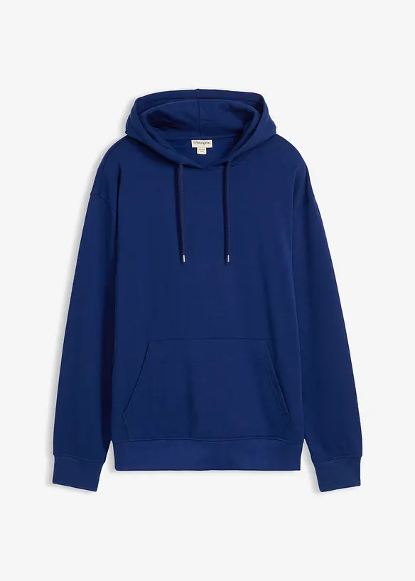 Hoodie aus reiner Bio-Baumwolle in blau von vorne - bonprix