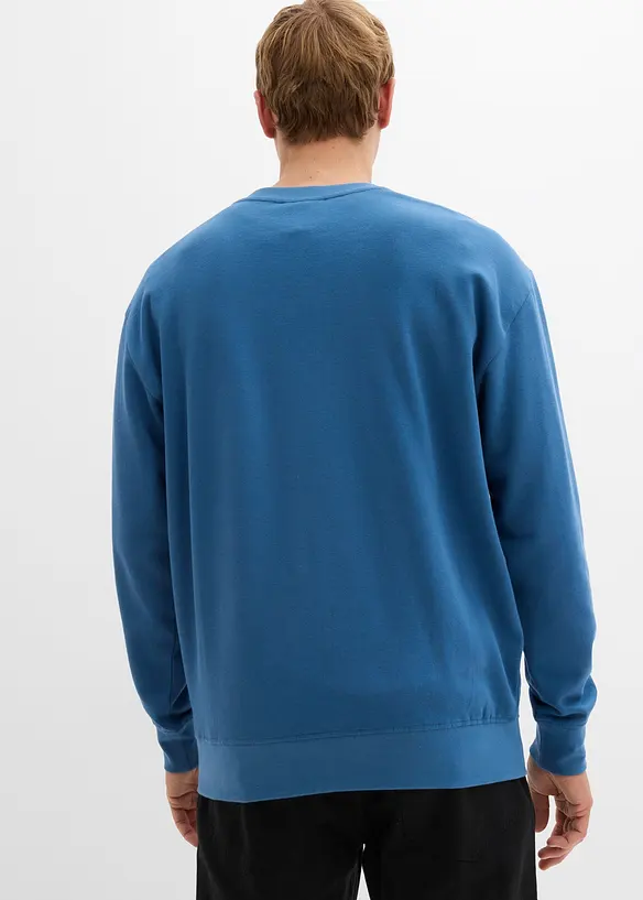 Oversize-Sweatshirt aus reiner Bio-Baumwolle in blau von hinten (im Anschnitt) - bonprix
