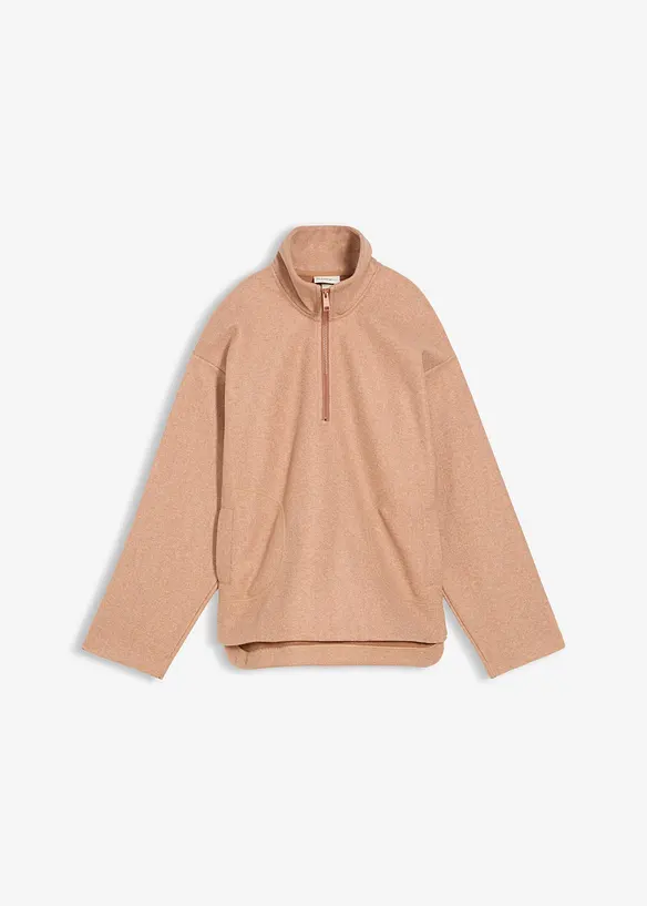 Oversize Pullover in Wolloptik in braun von vorne - bonprix