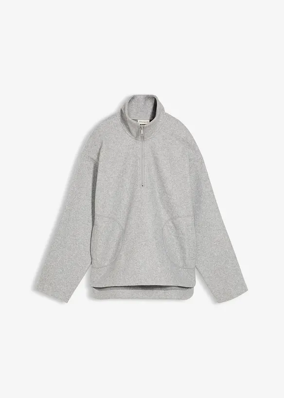 Oversize Pullover in Wolloptik in grau von vorne - bonprix