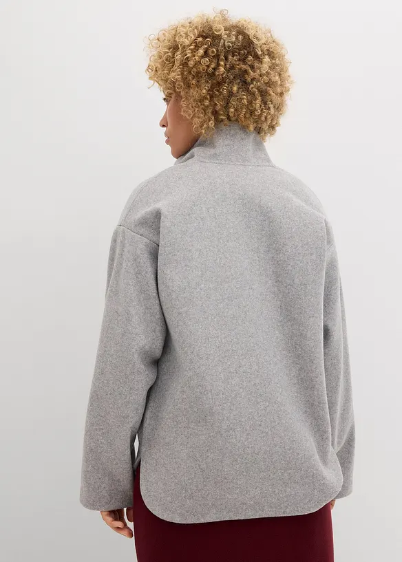 Oversize Pullover in Wolloptik in grau von hinten (im Anschnitt) - bonprix